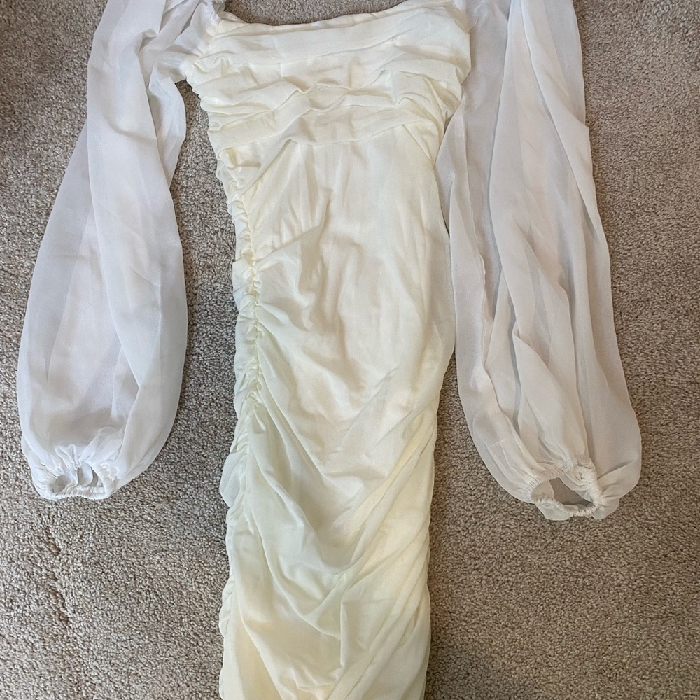 Princess Polly Cream Long Sleeve Dress